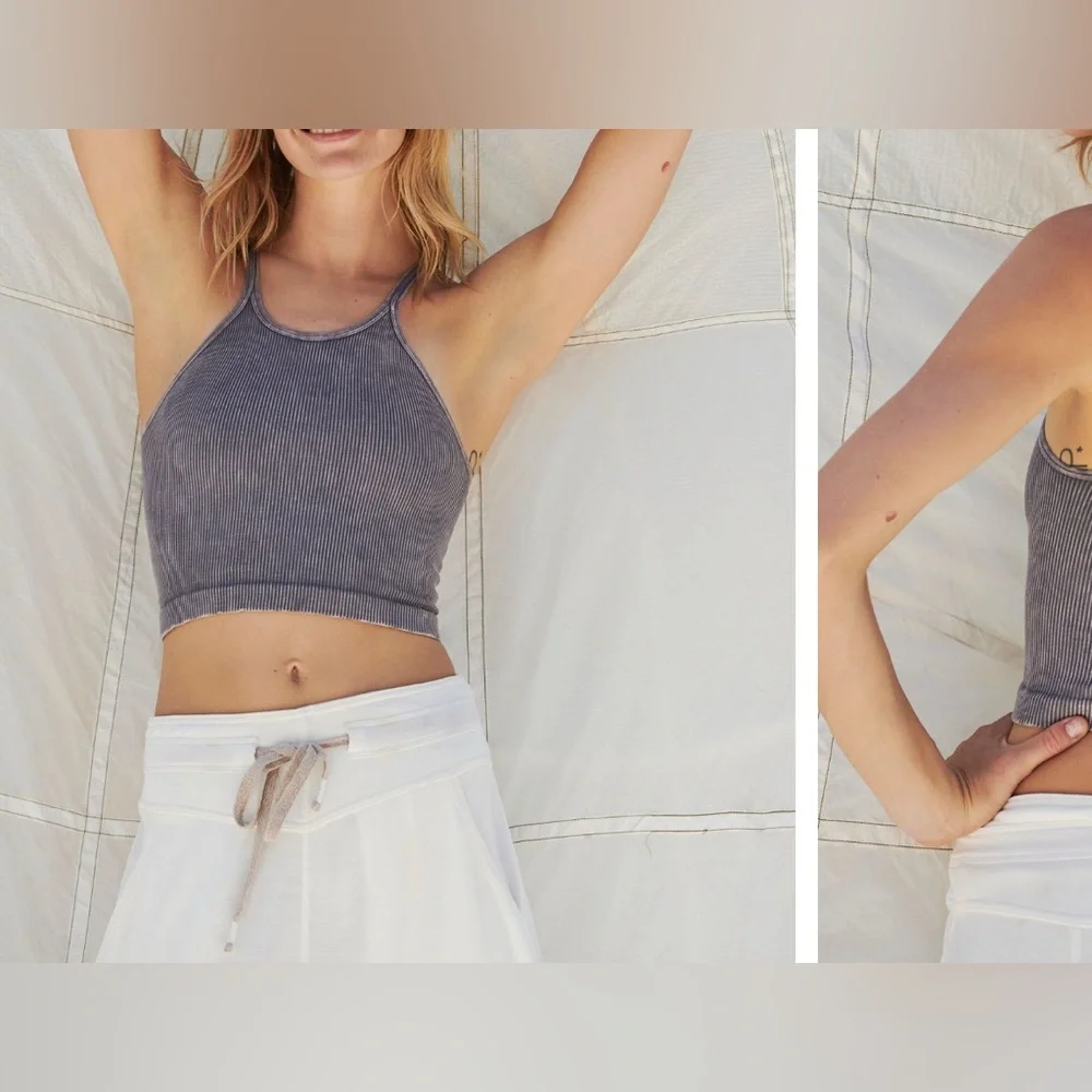 NWOT Free People FP Movement Happiness Runs Long Crop Tank - grey - XS/S, M/L_2